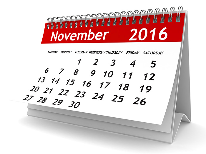 November 2016 calendar