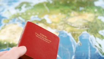 hand,Bible, world, missions, map, globe